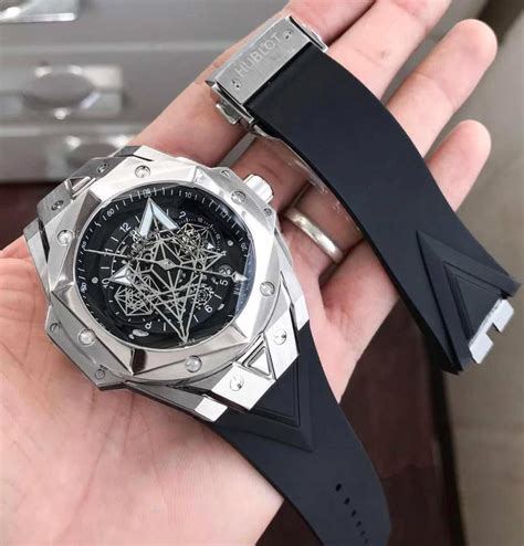 hublot silver and black|black hublot watch price.